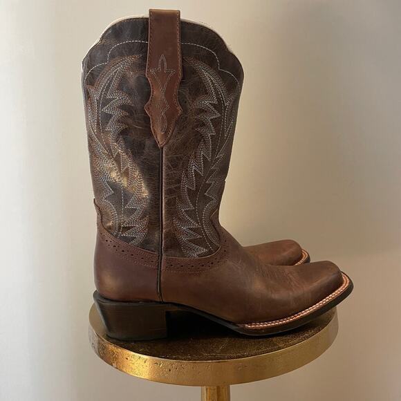 JB Dillon Reserve 9.5B Leather Cowboy Boots | Brown, Handmade in Mexico - Picture 4 of 11
